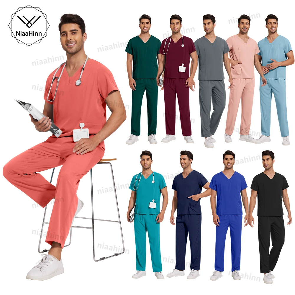 {color} unisex twill scrub set (top and pants), sizes S–XXL – view 3